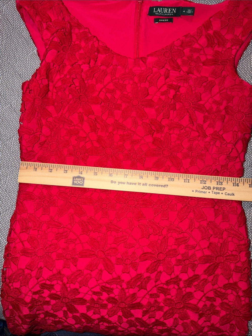 Lauren Ralph Lauren Red Floral Lace Midi Dress - Picture 9 of 9